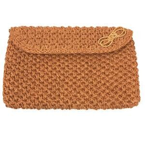 genie Vintage Rust Woven Straw Clutch Envelope Style
